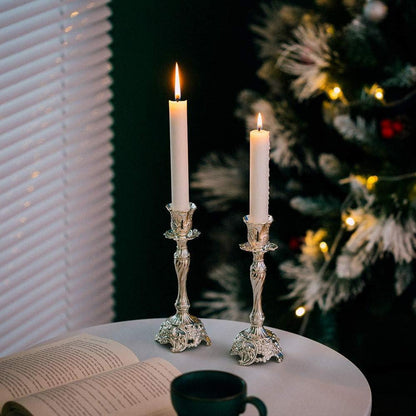 Moderne Silberne Vintage Kerzenständer 2er Set für Schabbatkerzen