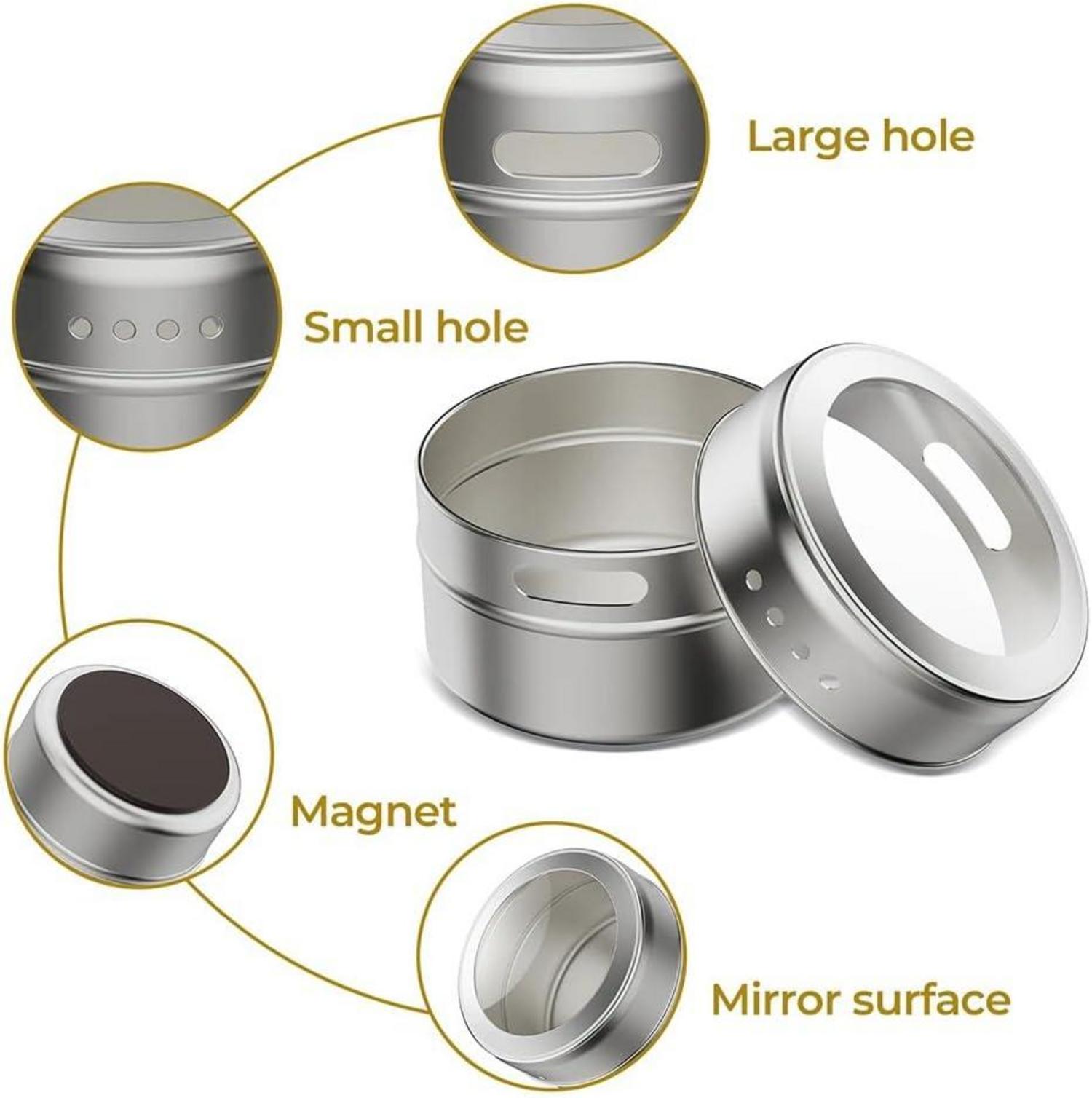 Edelstahl Gewürzdosen Set mit Magnetischer Unterseite
