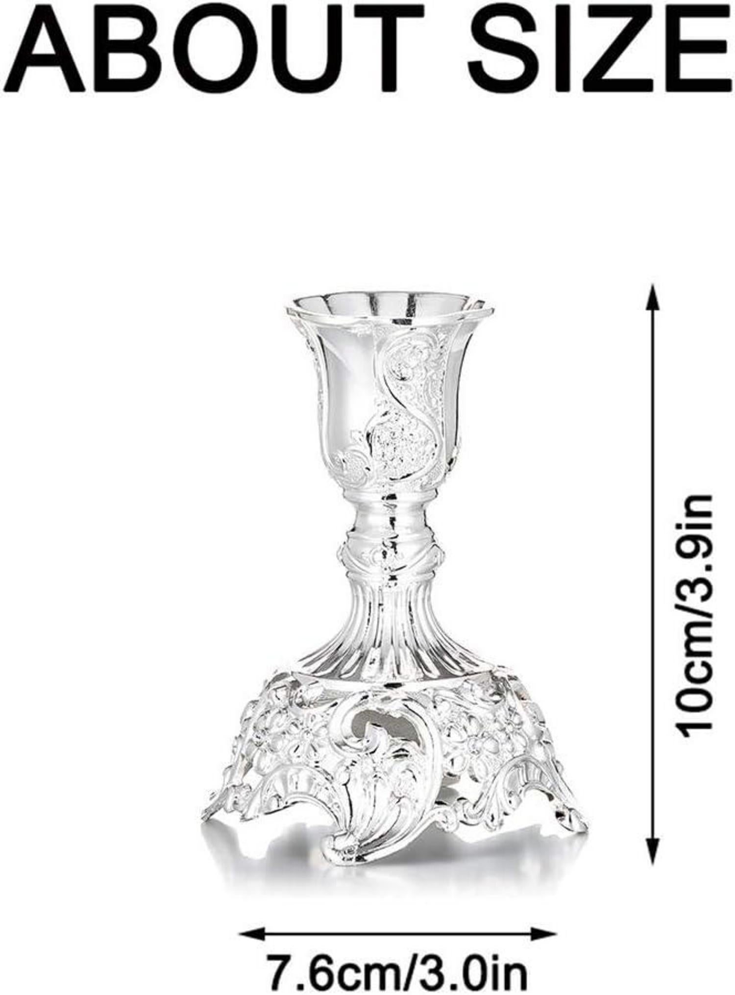 2er Set Kerzenständer Kerzenhalter in Silber für Schabbat Vintage Deko