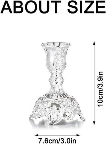2er Set Kerzenständer Kerzenhalter in Silber für Schabbat Vintage Deko