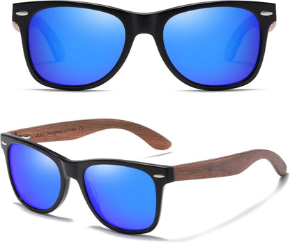 Polarisierte Sonnenbrille mit UV-Schutz und Walnuss-Holzrahmen