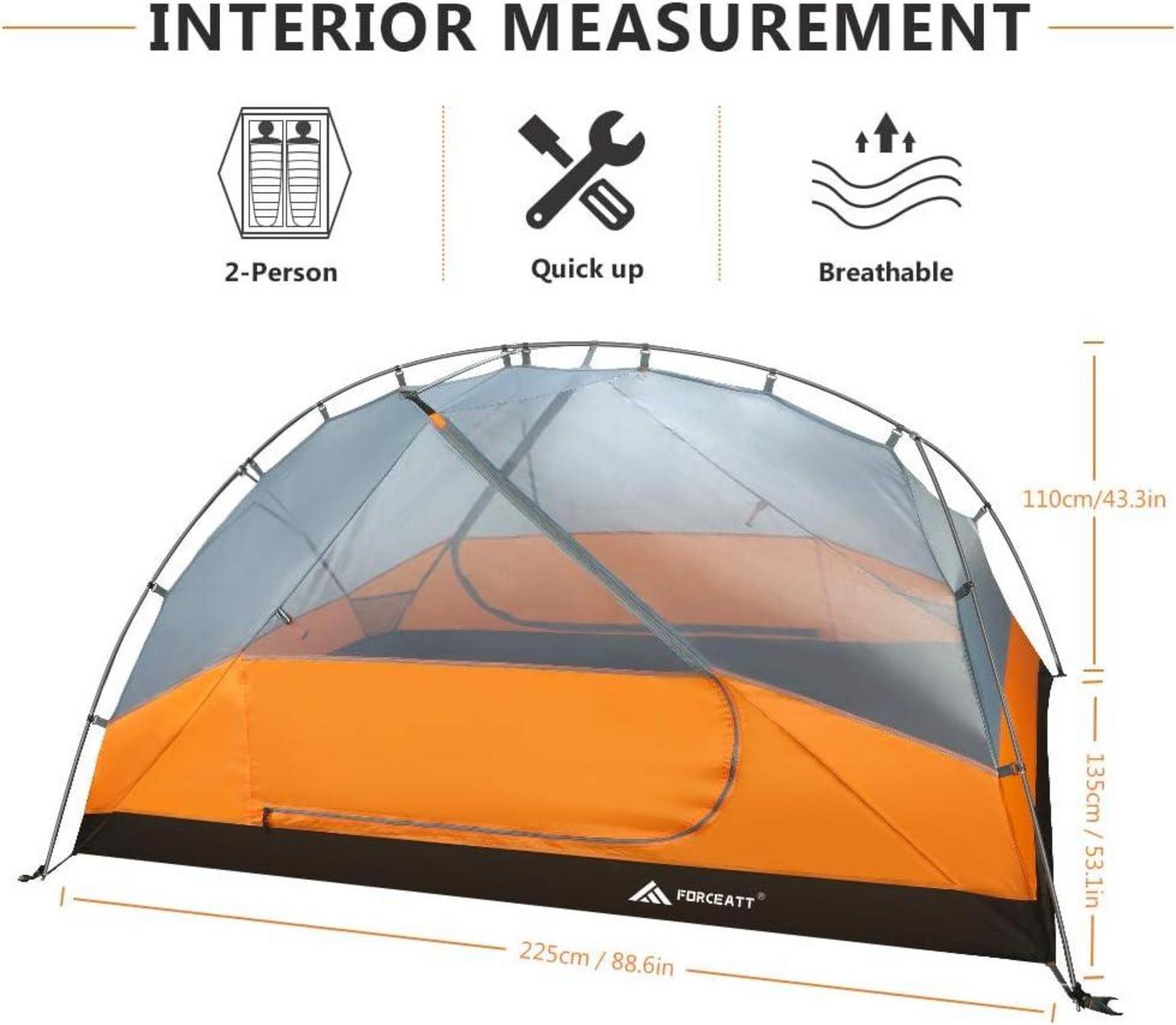 Forceatt Camping Zelt 2-3 Personen 2 Doors Wasserdicht Winddicht 3-4