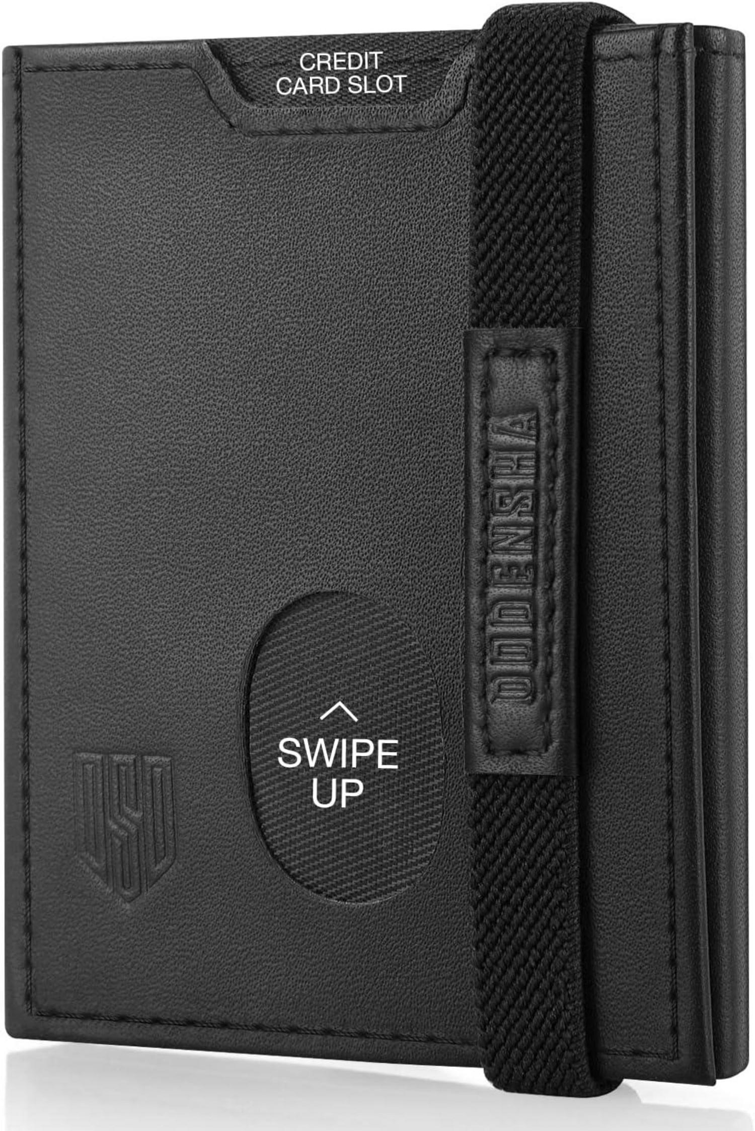 RFID-Schutz Mini Geldbörse mit Münzfach | Herren Portmonee Schwarz