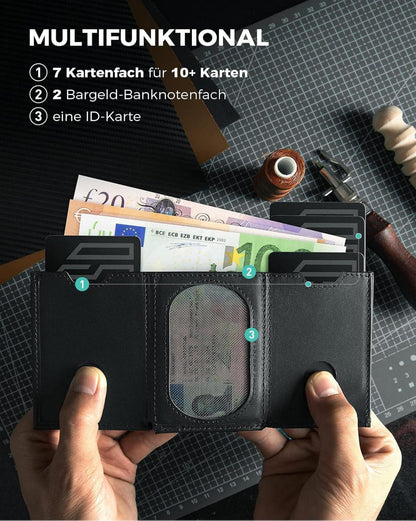 RFID-Schutz Mini Geldbörse mit Münzfach | Herren Portmonee Schwarz