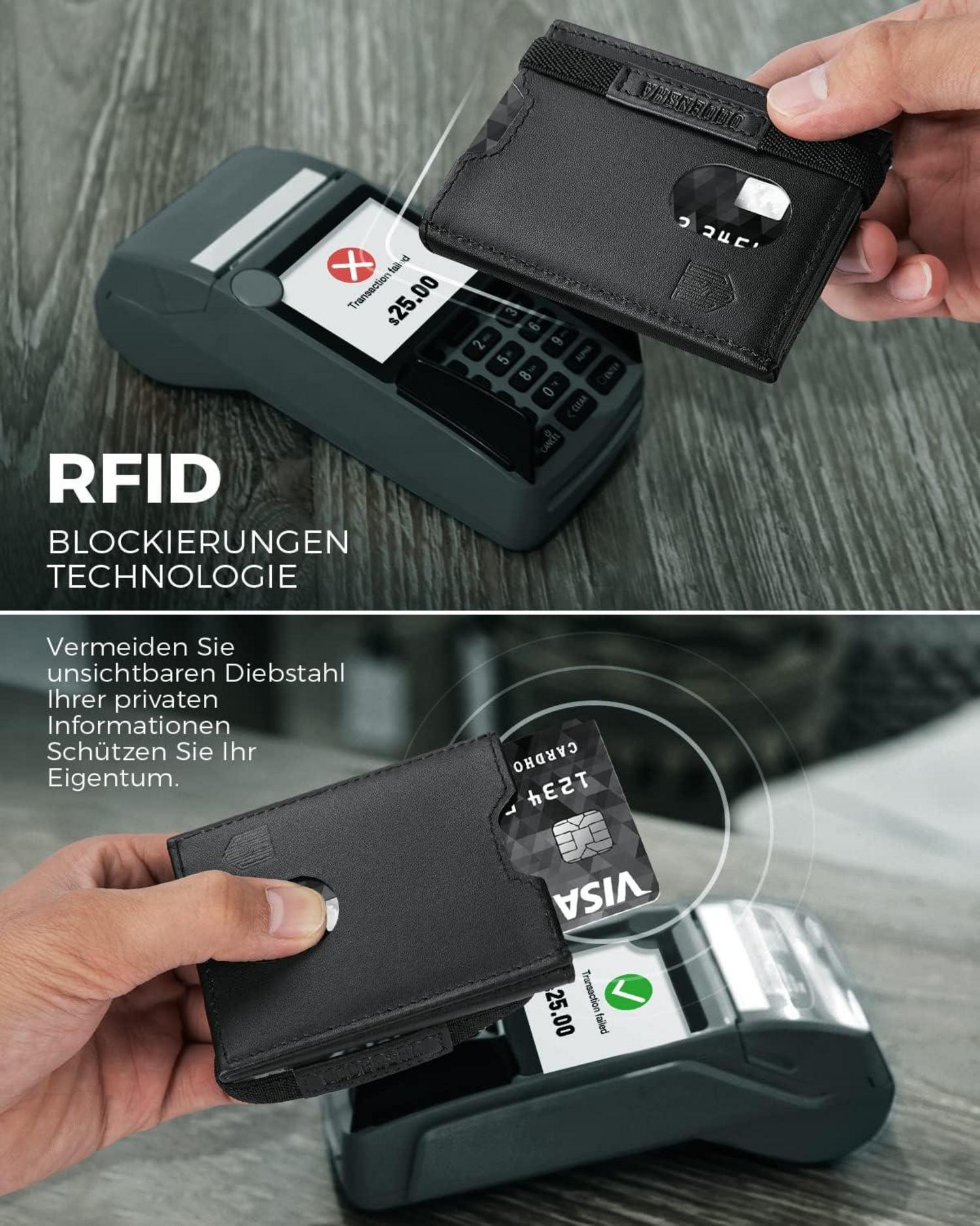 Herren Mini Geldbörse RFID-Schutz Münzfach Kartenetui Leder Slim Wallet