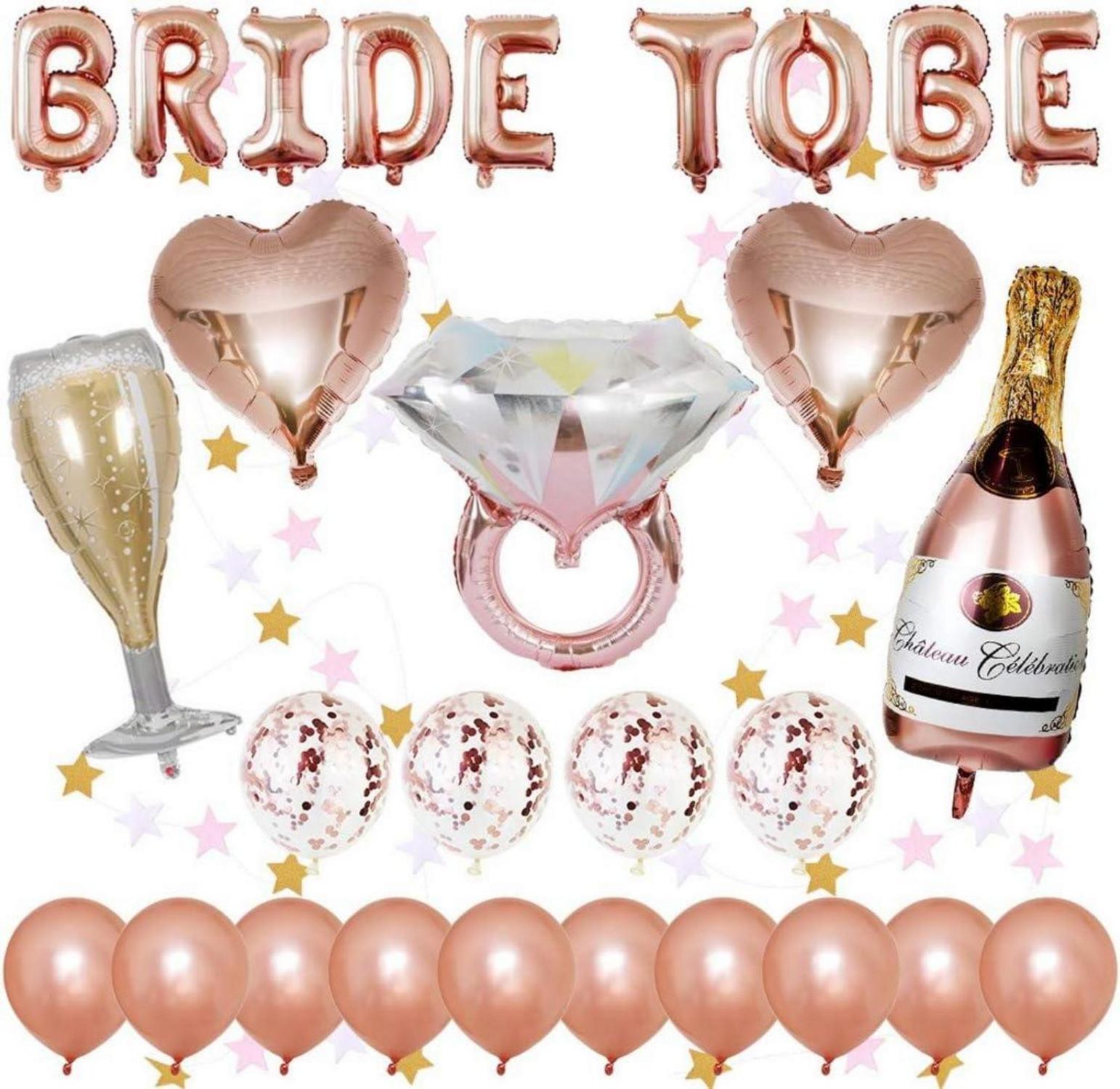 Junggesellinnenabschied Deko-Set mit BRIDE TO BE Luftballons