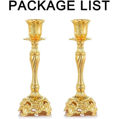 2er Set Goldene Kerzenständer für Schabbatkerzen - Metall