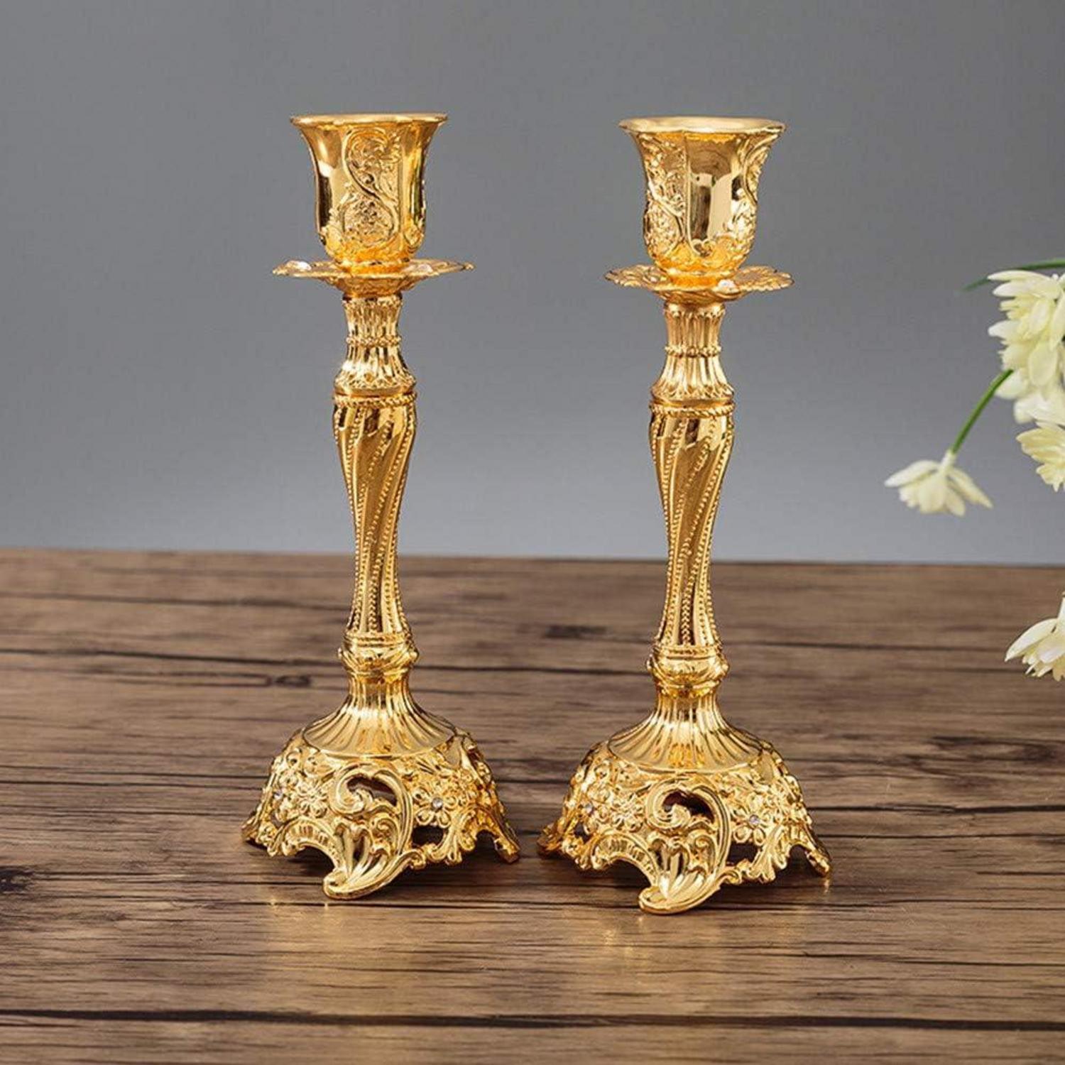 2er Set Goldener Kerzenständer für Schabbat Kerzen