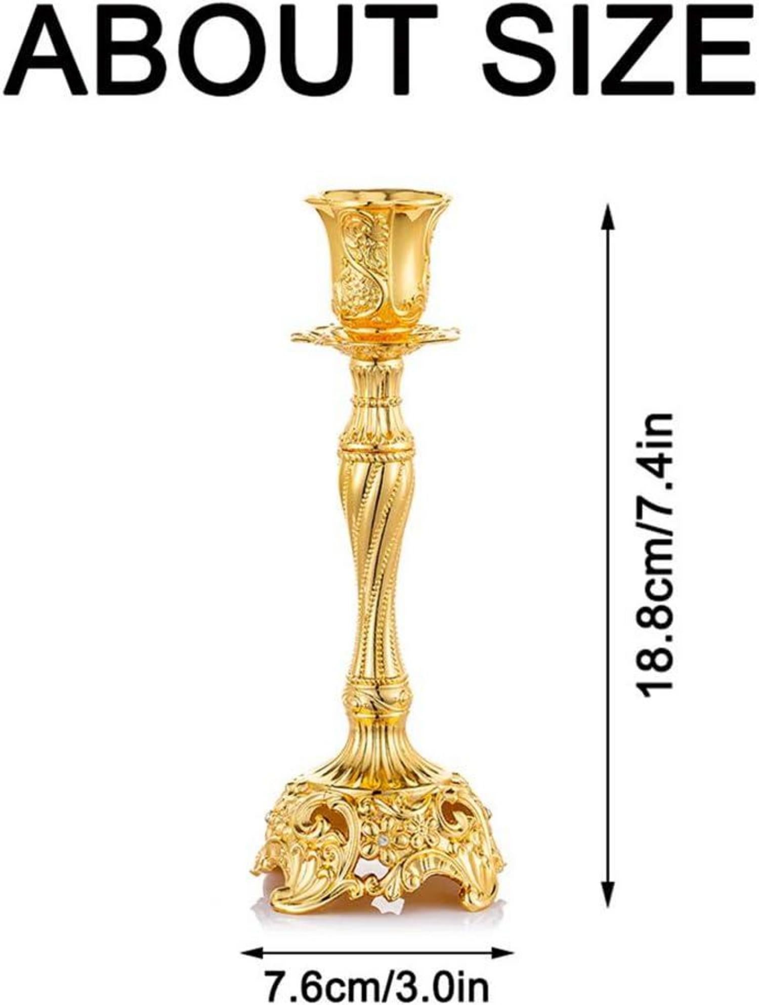 2er Set Kerzenständer Kerzenhalter Gold Metall Vintage Deko Tischdeko