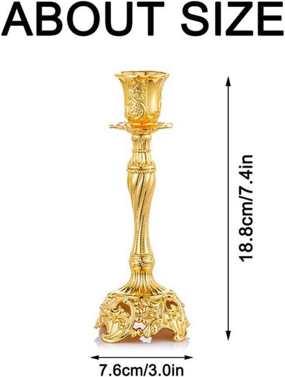 2er Set Kerzenständer Kerzenhalter Gold Metall Vintage Deko Tischdeko