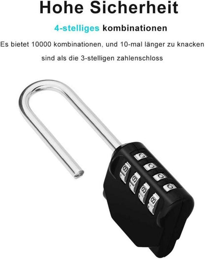 Vorhängeschloss Zahlenschloss mit langem Bügel, wetterfest