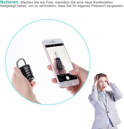 ZHEGE Vorhängeschloss Schwarz 4 Stellig Lang Bügel Wetterfest