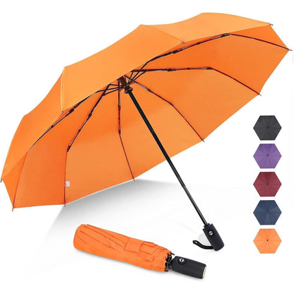 Sturmfester Taschenschirm Automatik Orange 10 Rippen