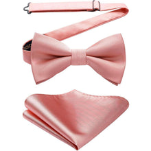 HISDERN Vorgebundene Fliege mit Einstecktuch Set für Herren