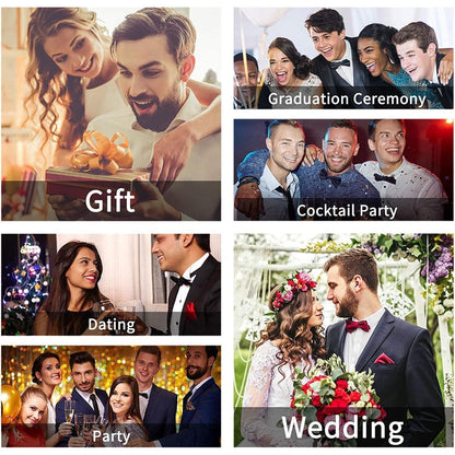 HISDERN Vorgebundene Fliege mit Einstecktuch Set für Herren