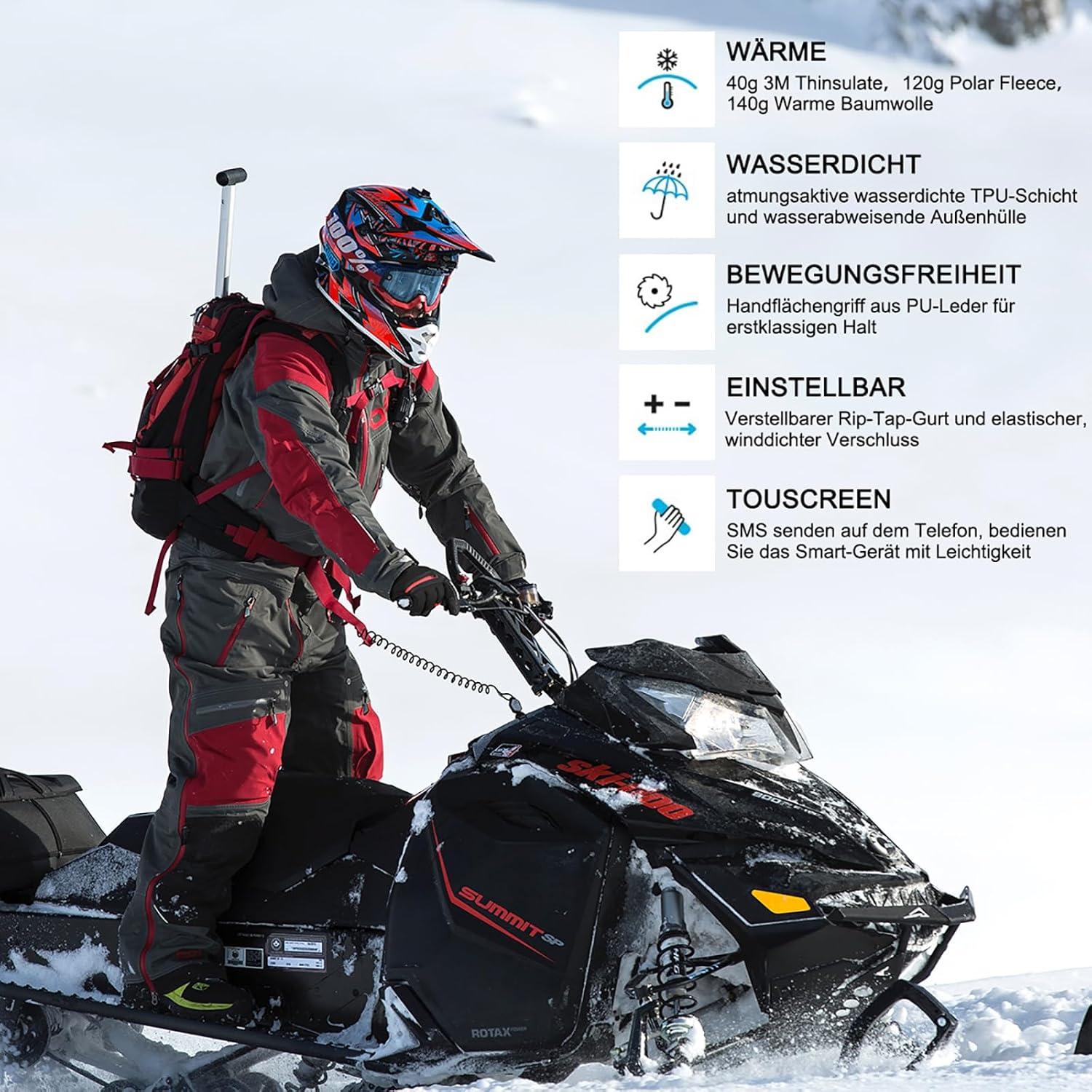 Cevapro Skihandschuhe Winter warm wasserdicht Touchscreen