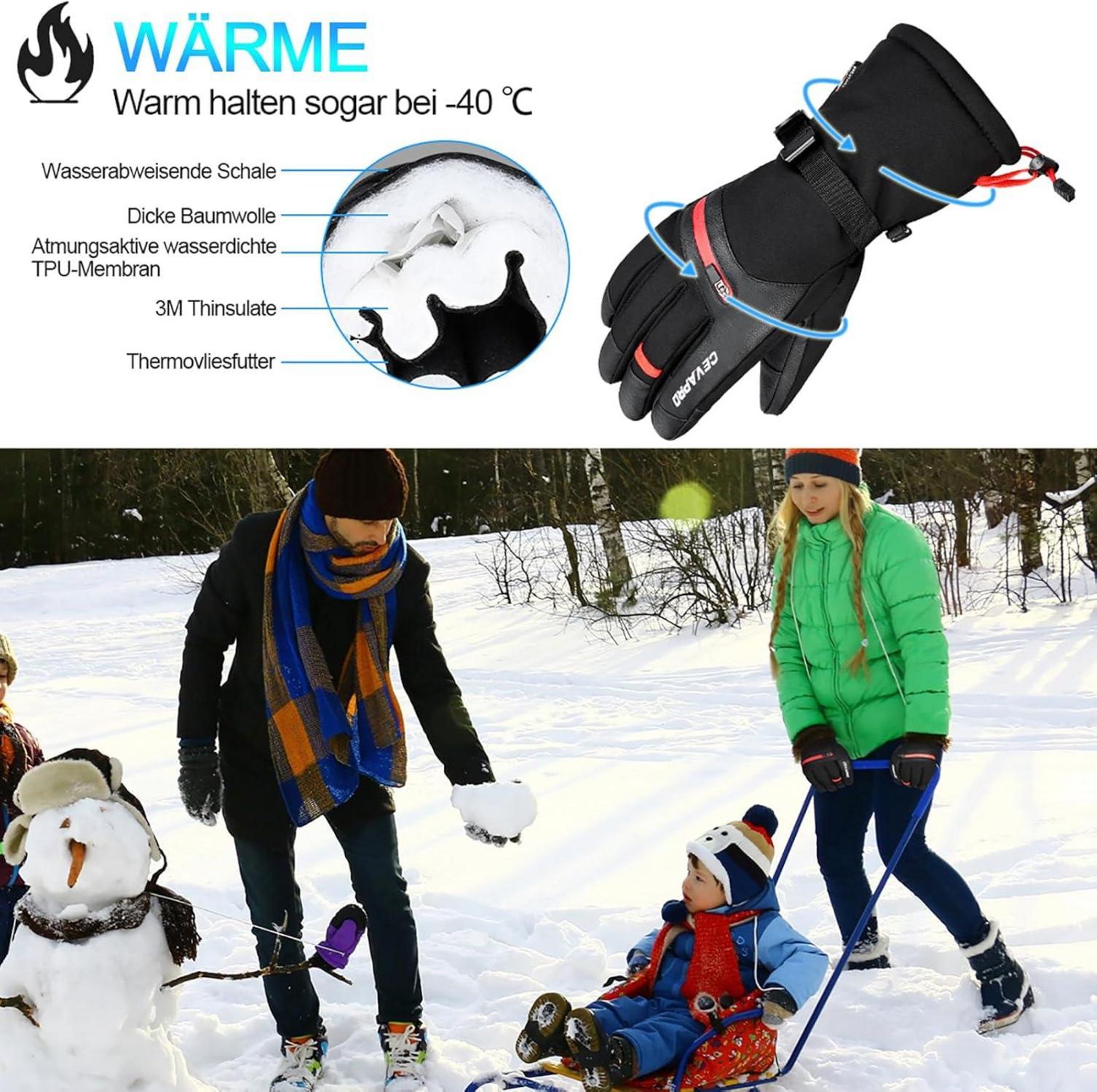 Skihandschuhe Warme Winterhandschuhe wasserdichte Touchscreen