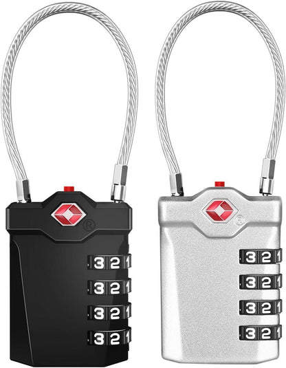 ZHEGE TSA Zahlenschloss 4 Stellig Kofferschloss Kabelschloss 2er Set
