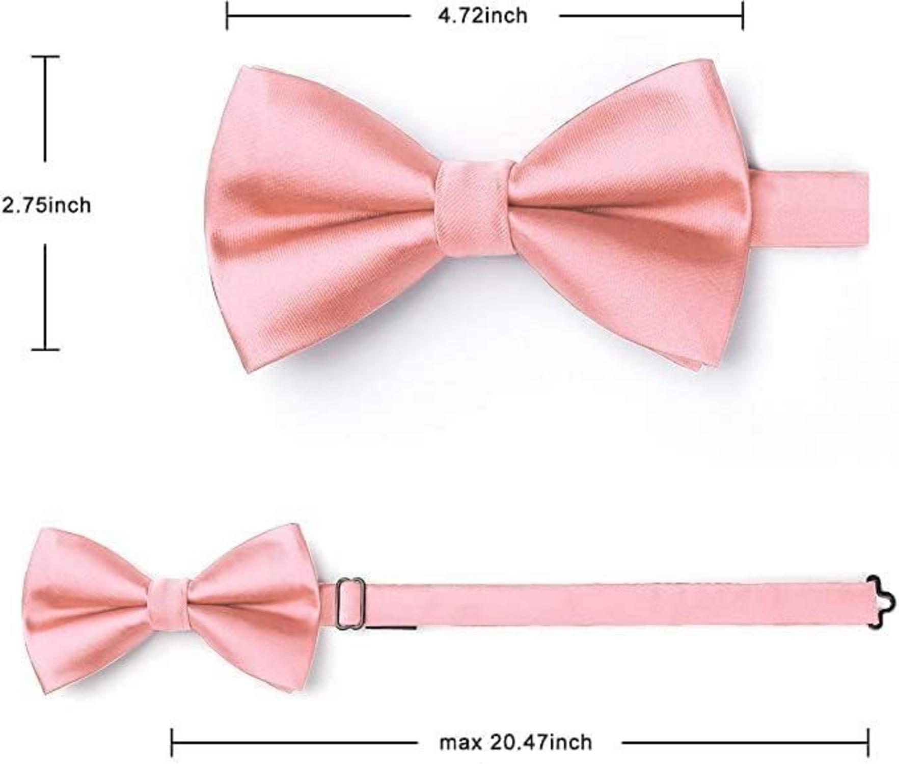 HISDERN Vorgebundene Fliege Set Herren Einstecktuch Smoking Hochzeit A0-rosa