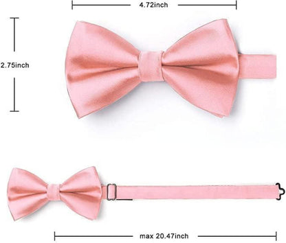 HISDERN Vorgebundene Fliege Set Herren Einstecktuch Smoking Hochzeit A0-rosa