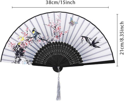 Faltbare Handfächer Bambus Holz Chinesischer Stil 4 Stück