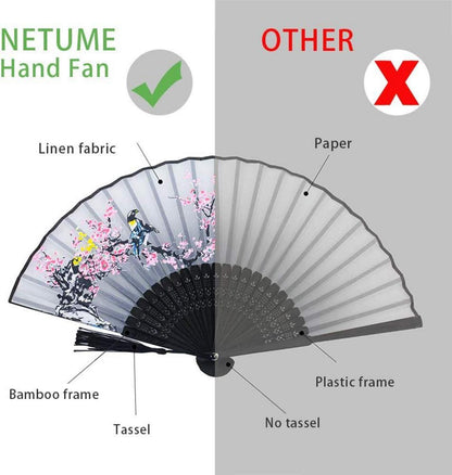 Faltbare Handfächer Damen Bambus Chinesischer Stil 4er Set