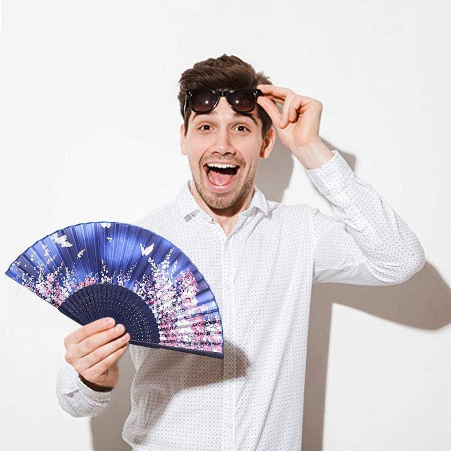 4er Set Chinesische Handfächer Bambus Holz Faltbar Mit Quasten