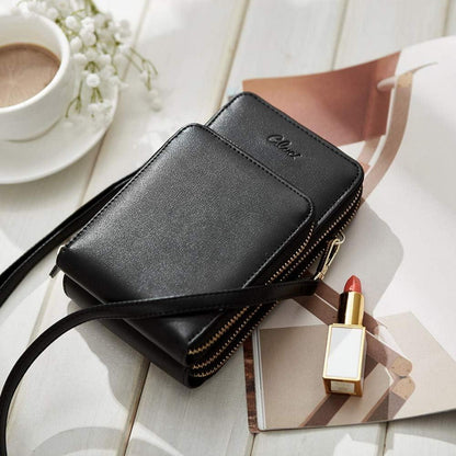 CLUCI Umhängetasche Damen Crossbody Leder Schwarz