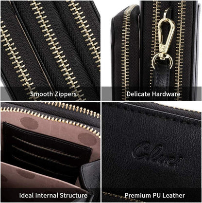 CLUCI Damen Handy Umhängetasche Crossbody Leder Geldbörse Schwarz