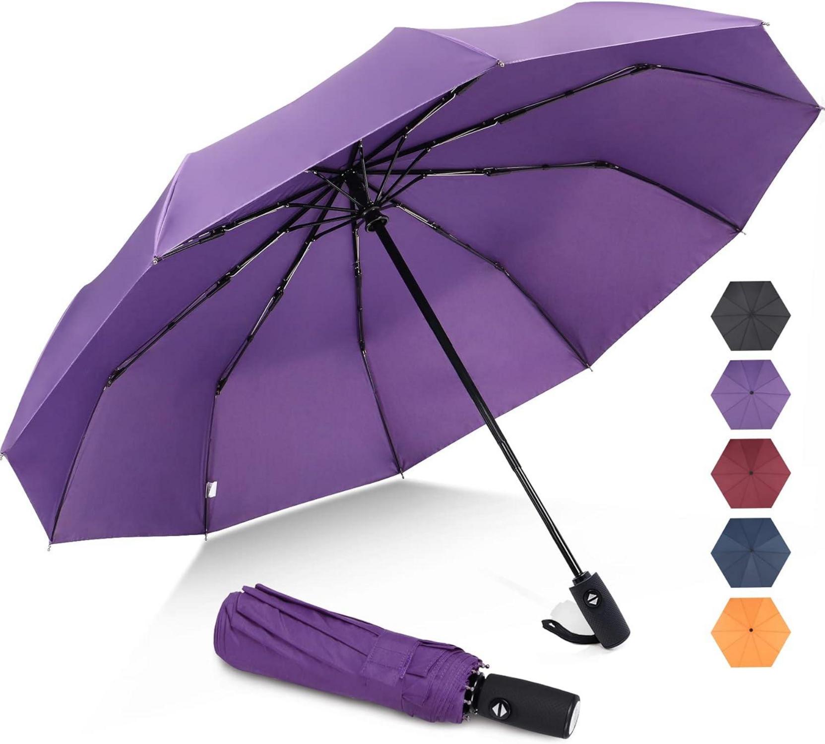 ZOMAKE Regenschirm Taschenschirm Sturmfest Auf-Zu-Automatik UV Schutz