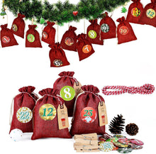 Adventskalender Kette zum Befüllen und Aufhängen 24 Zahlen Buttons Rot