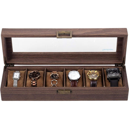 Vintage Uhrenbox 6 Uhren Holzmuster