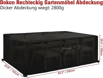 Gartenmöbel Abdeckung 600D Oxford Gewebe, Wasserdicht, 242x162x100cm