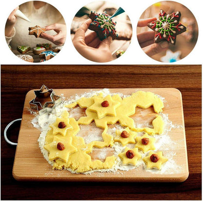10tlg Ausstecher Stern Set Edelstahl für Weihnachtsplätzchen und Kekse