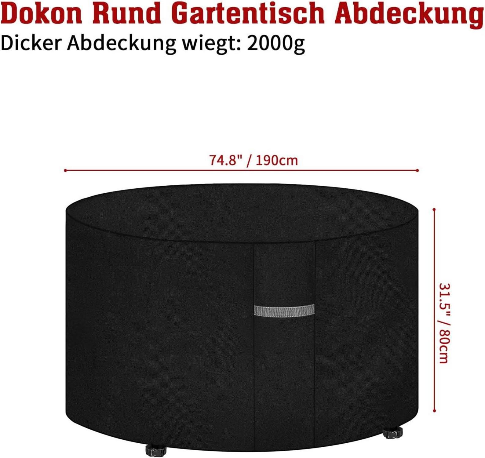 Gartenmöbel Abdeckung Wasserdicht 600D Oxford Rund Ø190x80cm