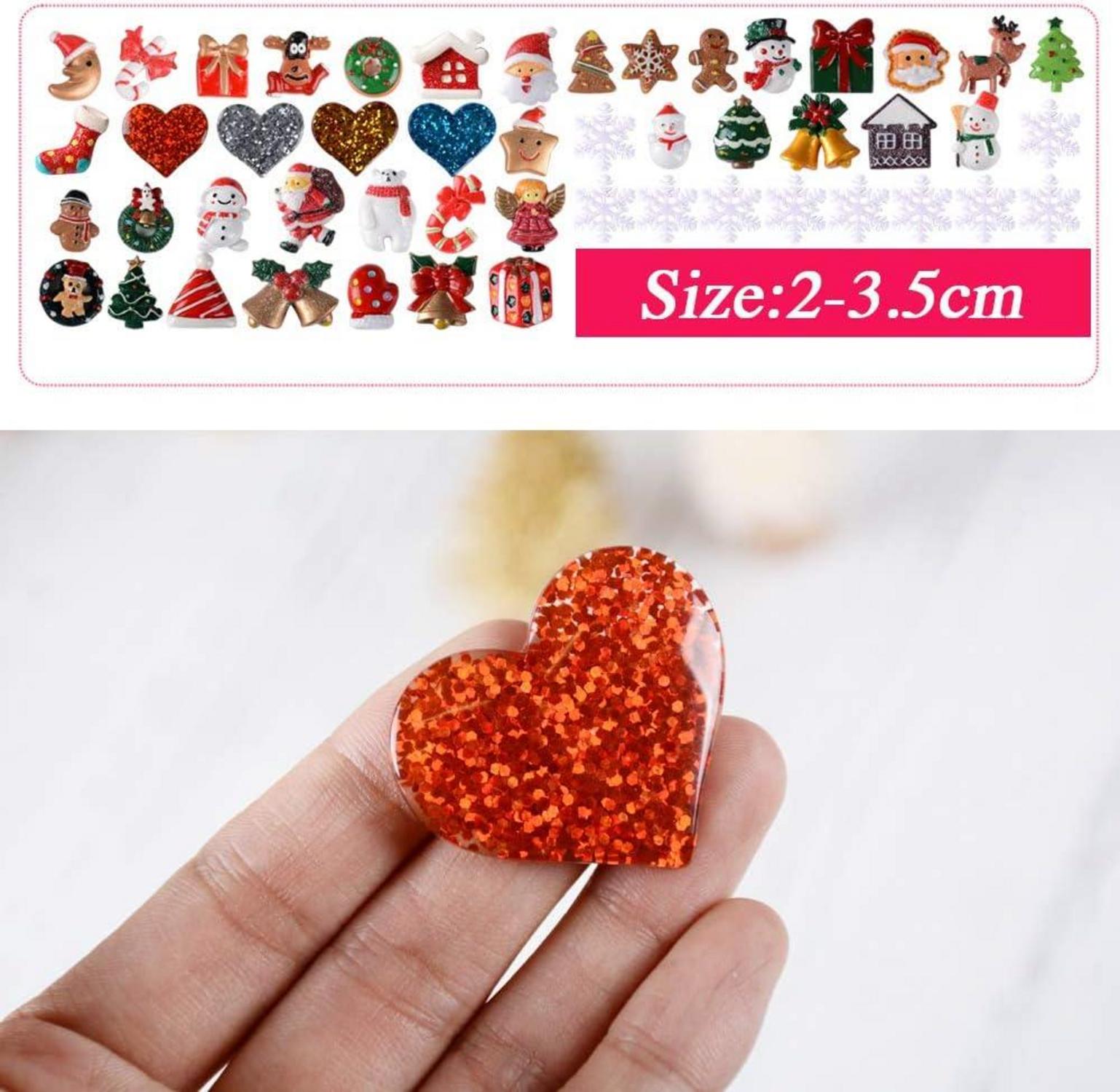 Mini Weihnachtsdeko Figuren Set 50 Stück Kunstharz DIY