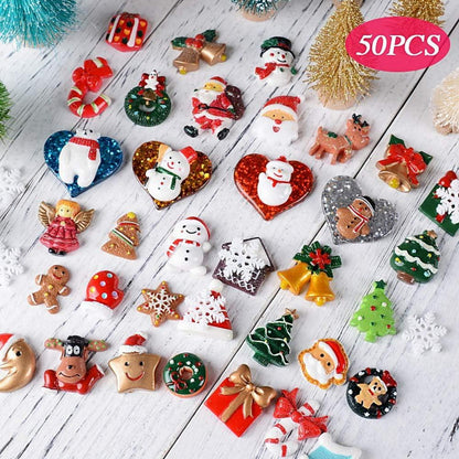 Mini Weihnachtsdeko Harz Miniatur Figuren DIY Zubehör 50 Stücke
