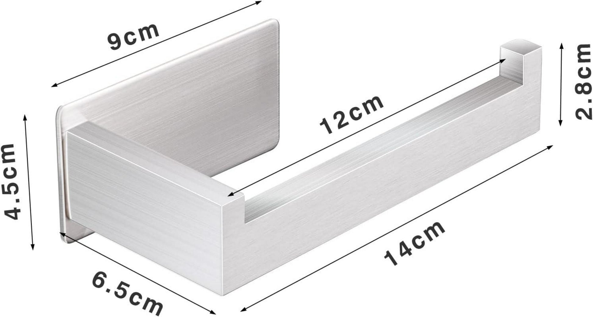 Toilettenpapierhalter ohne Bohren - Selbstklebend Edelstahl 14cm