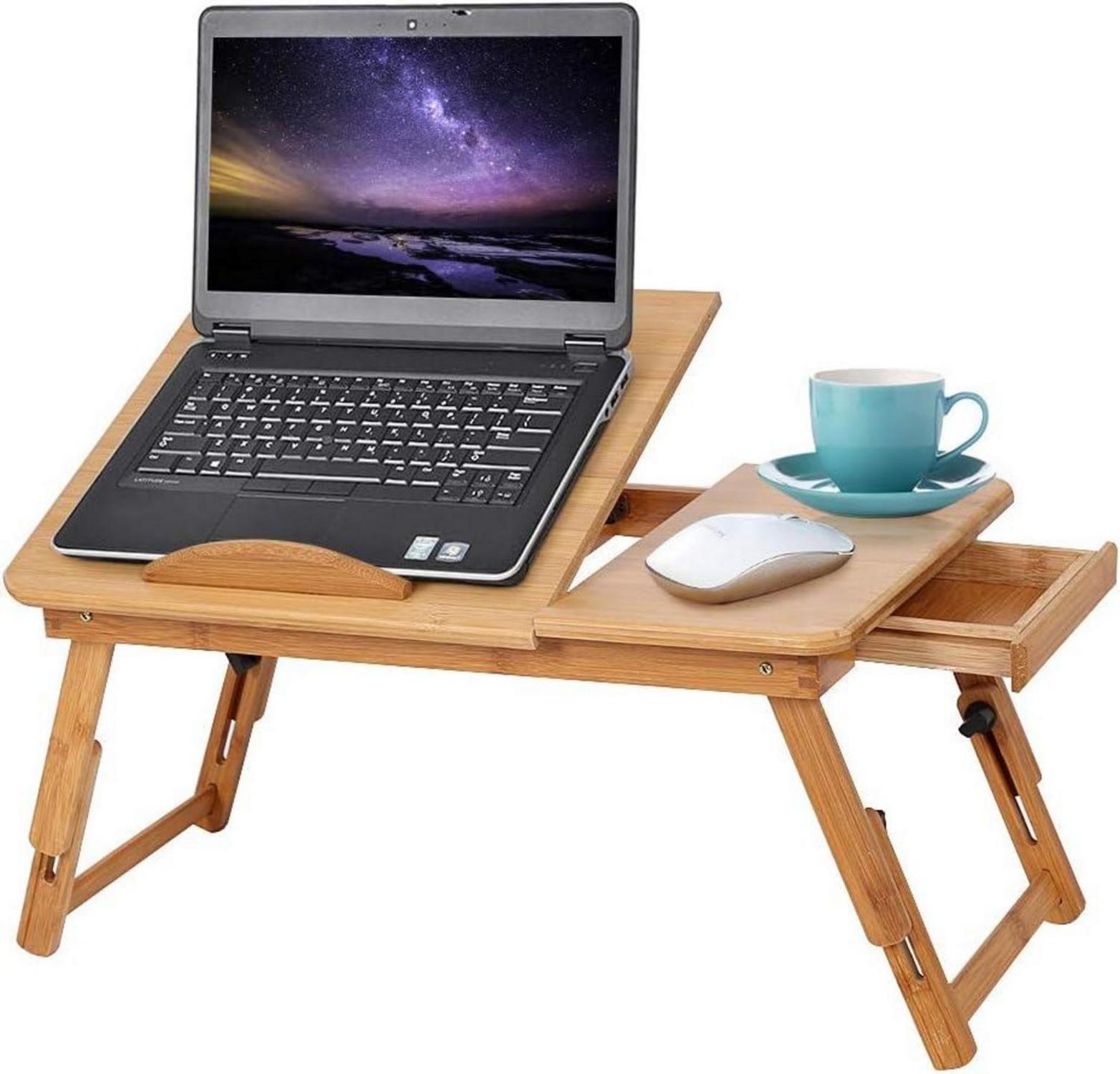 Laptoptisch Betttablett Holz klappbar Schublade Sofa Lesen