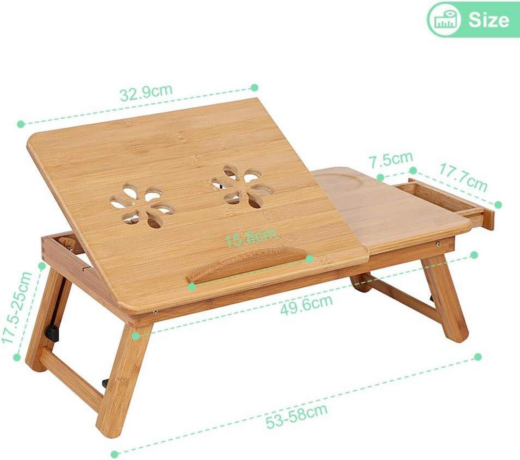 Laptoptisch Betttablett Holz klappbar Schublade Sofa Lesen