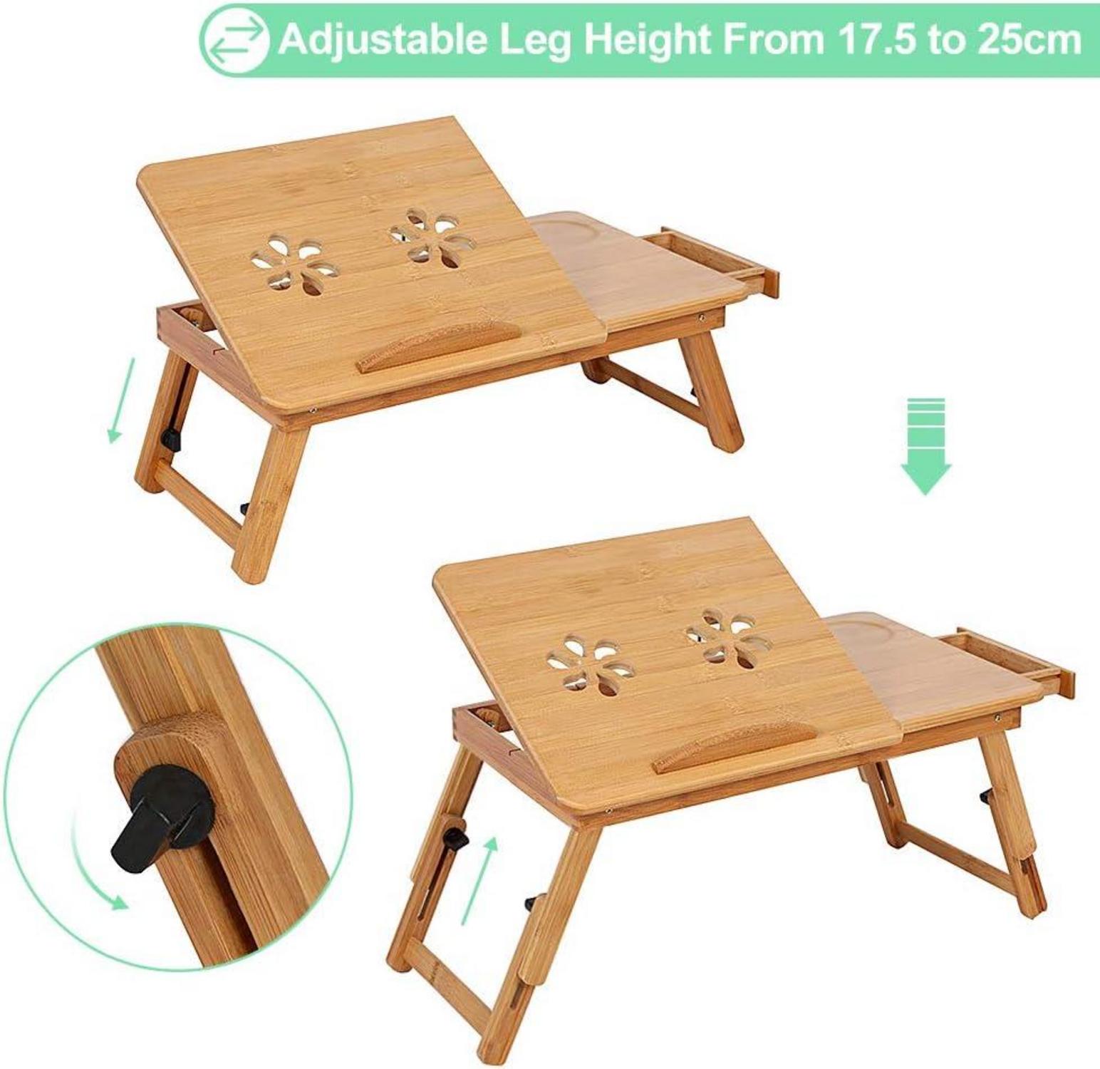 Laptoptisch Betttablett Holz klappbar Schublade Sofa Lesen Frühstückstablett