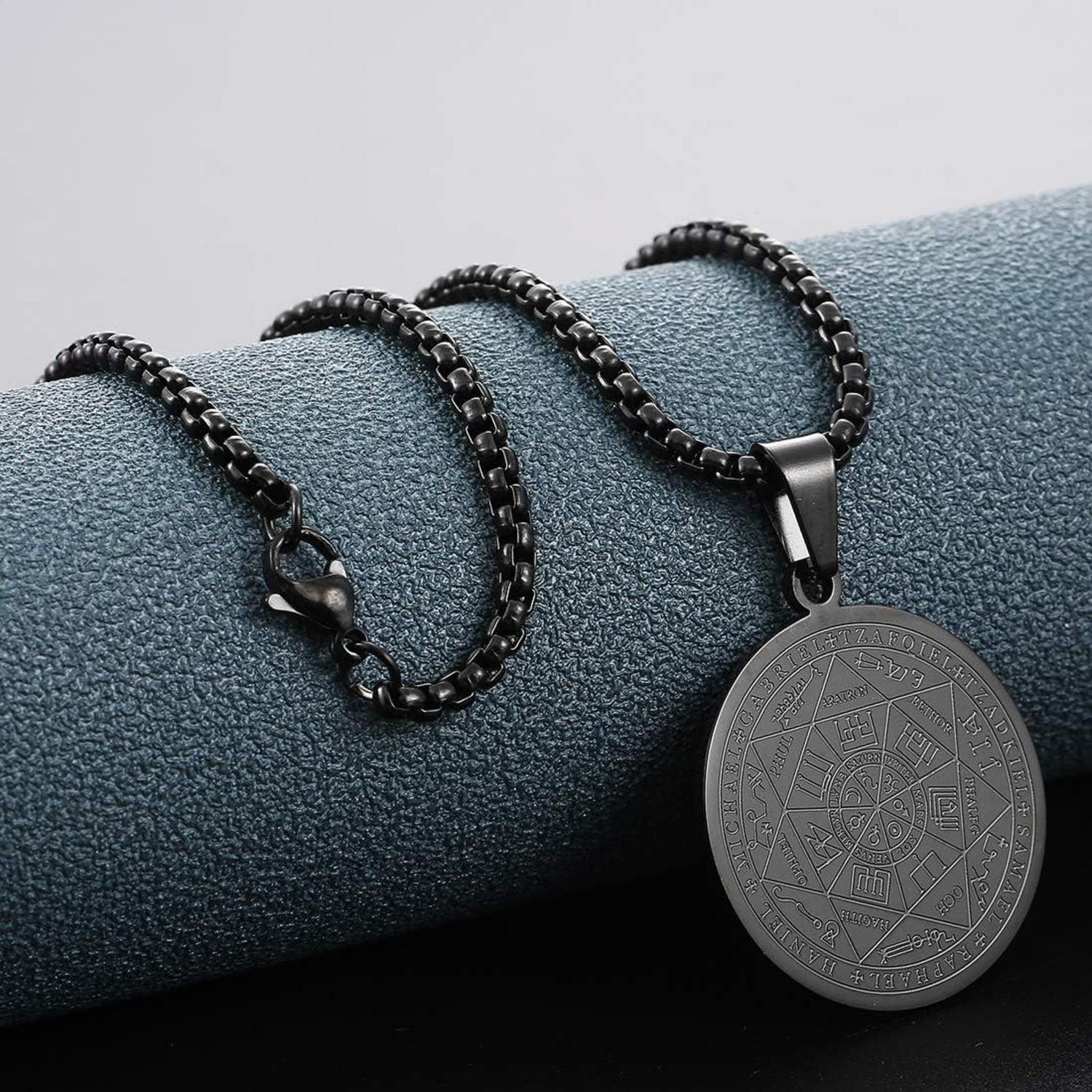 Medaille Talisman Siegel der 7 Erzengel Halskette Edelstahl