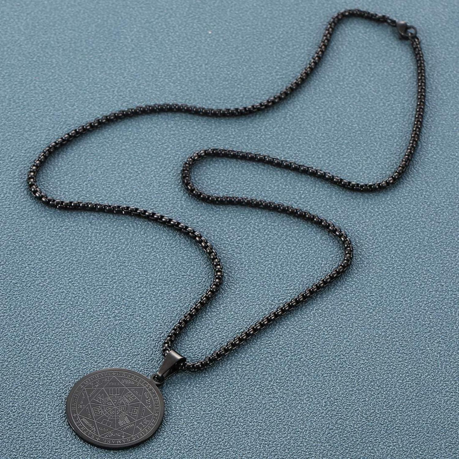 AFSTALR Halskette Herren Sieben Erzengel Siegel Talisman Edelstahl Amulett