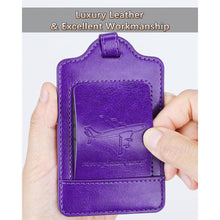 3er Teskyer Kofferanhänger Set Adressschild PU Leder Violett