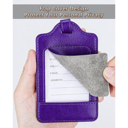 3er Teskyer Kofferanhänger Set Adressschild PU Leder Violett