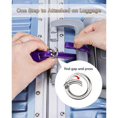 3er Teskyer Kofferanhänger Set Adressschild PU Leder Violett