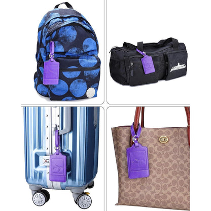 3er Teskyer Kofferanhänger Set Adressschild PU Leder Violett