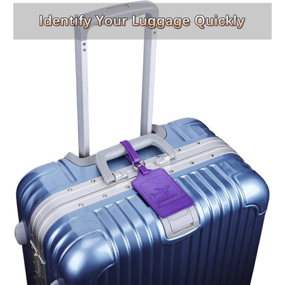 3er Teskyer Kofferanhänger Set Adressschild PU Leder Violett