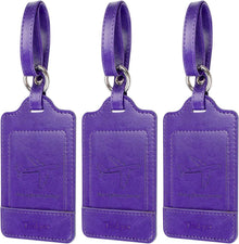 3er Set Kofferanhänger aus PU Leder in Violett