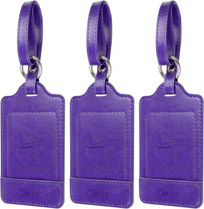 3er Set Kofferanhänger aus PU Leder in Violett